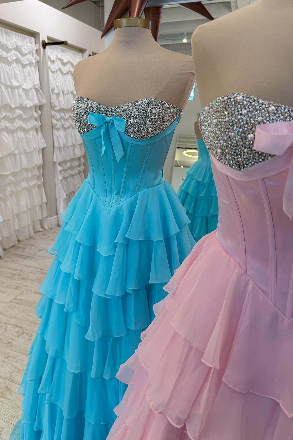 A Line Sweetheart Yellow Corset Prom Dress With Beading Ruffles Formal Evening Gown