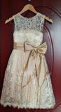 Cute Champagne Lace Flower Girl Dress with Bowknot New Arrival A-Line Wedding Dress
