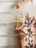 Cute Jewel Tulle Lace Satin Sleeveles Flower Girl Dress On Sale