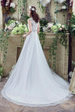 Cute Lace Ivory Wedding Dresses Sheath Sweep Train Backless Cap Sleeves with Appliques