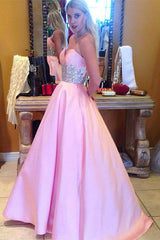 Cute Pink Sweetheart Empire Prom Dress Latest Sweep Train Formal Occasion Dress