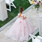 Cute Pink Tulle Flower Girl Dress New Arrival Long Children Dresses BA1419