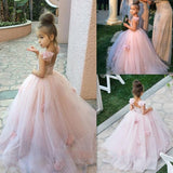 Cute Pink Tulle Flower Girl Dress New Arrival Long Children Dresses BA1419