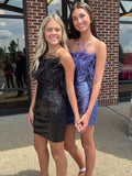 Cute Sequins Feathers Strapless Sleeveless Short Prom Dresses