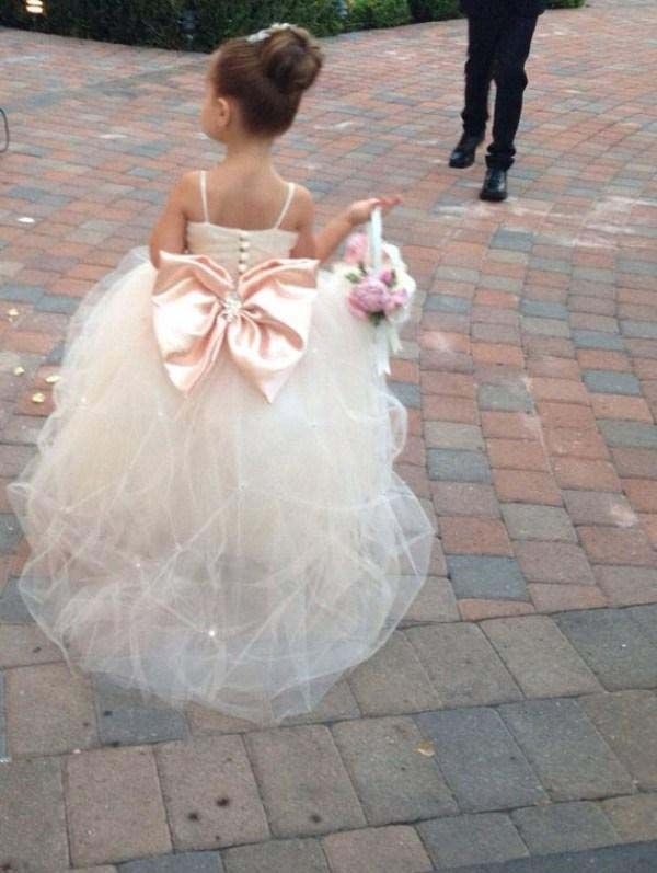 Cute Spaghetti Strap Flower Girl Dress Cute Empire Tulle Wedding Dress BO8553