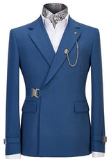 Dark Blue Notched Lapel Prom Suit for Men