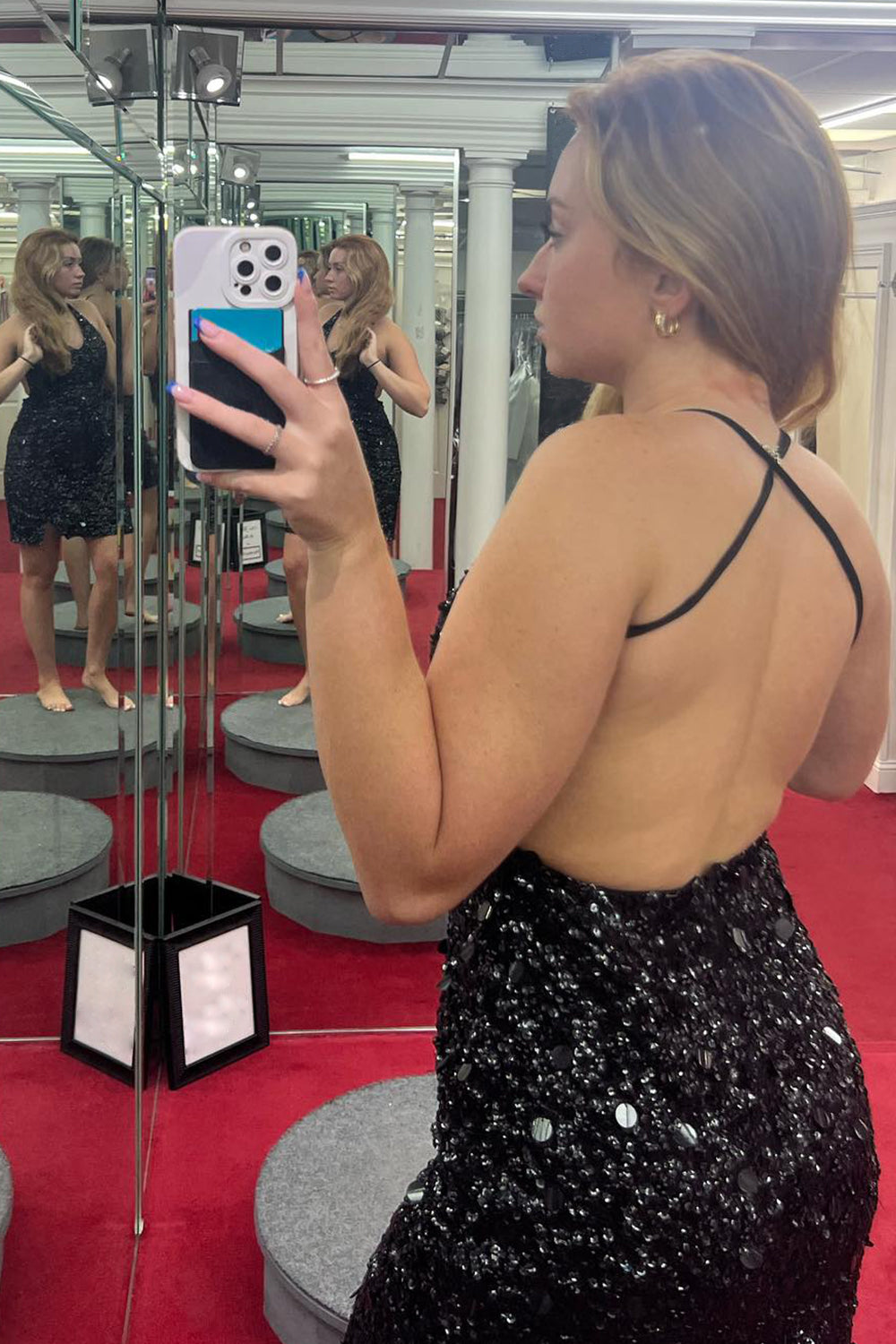 Dark Green Homecoming Dresses Halter Open Back Bodycon Prom Dress With Sequin