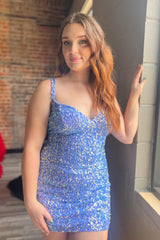 Dark Green Homecoming Dresses Sequin Lace-Up Back Tight Short Cocktail Dresses