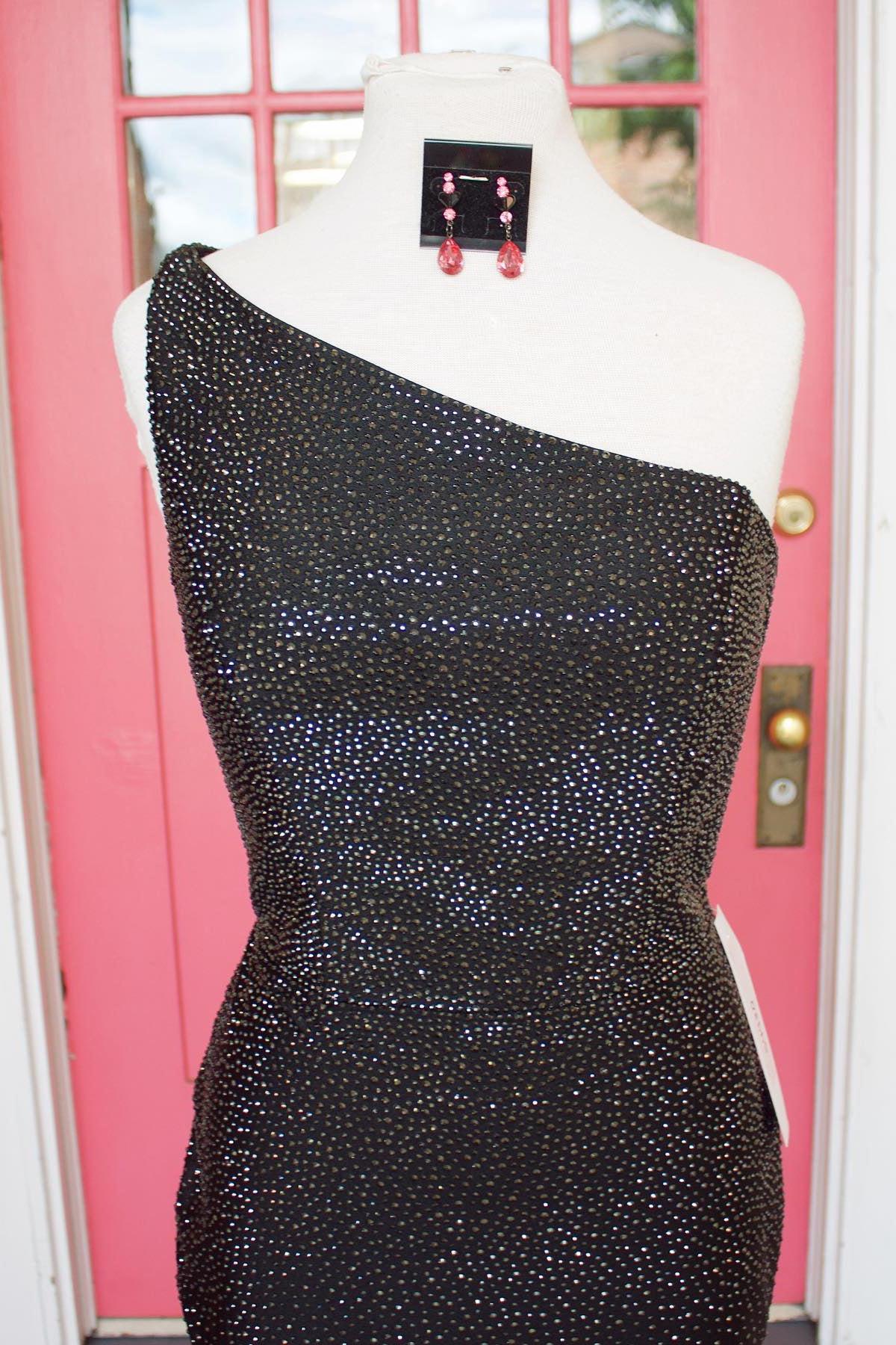 Dark Green Homecoming Dresses Sequin One Shoulder Tight Prom Dress with Slit