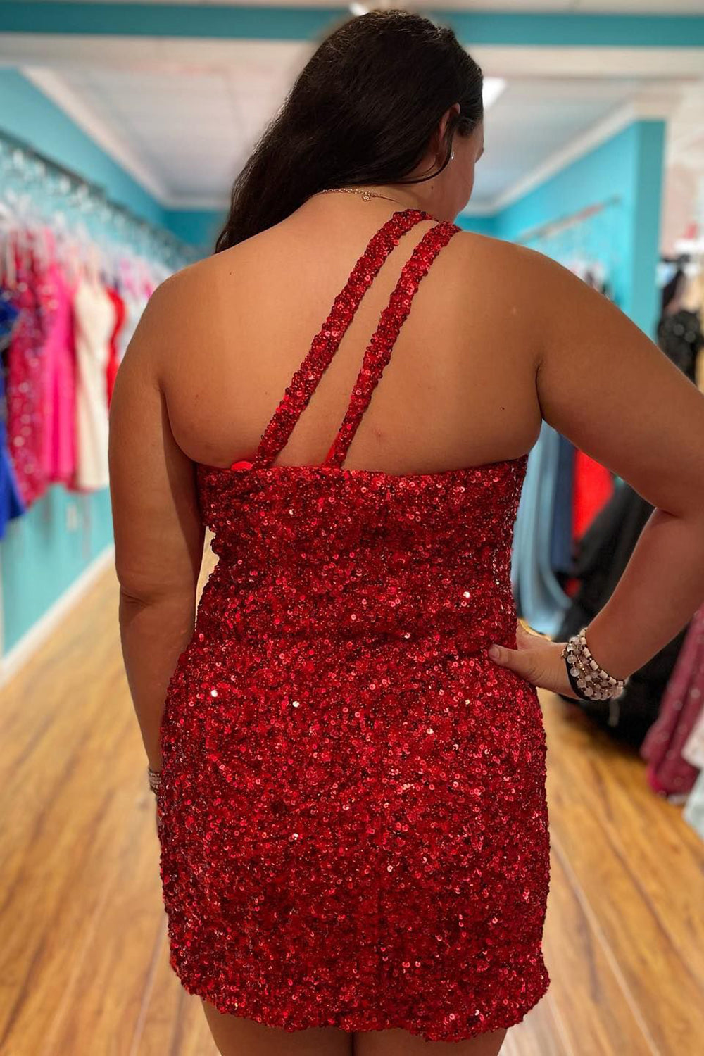 pink halter prom dress Amarra 89473