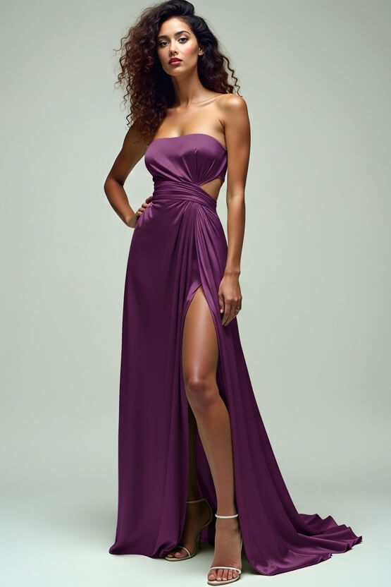 Ruched Square Neck Lemon Green Wedding Guest Dress Long Formal Dress With Slit