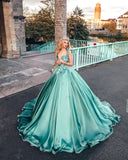 Dazzling Halter Sweetheart A-line Princess Party Gowns Sleeveless Long Evening Dress