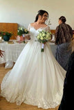 Decent Sweetheart Long-Sleeve A-Line Tulle Wedding Dresses with Lace