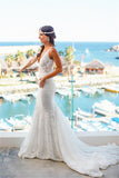 Deep V-neck Mermaid Lace Summer Wedding Dress Bohemian Sleeveless Open Back Boho Bridal Dresses