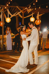 Deep V-neck Mermaid Lace Summer Wedding Dress Bohemian Sleeveless Open Back Boho Bridal Dresses