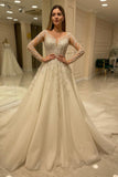Designer A-Line Long Sleeves Wedding Dresses With Lace