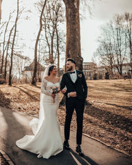 Designer Lace Mermaid wedding dresses with sleeves