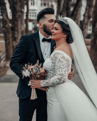 Designer Lace Mermaid wedding dresses with sleeves