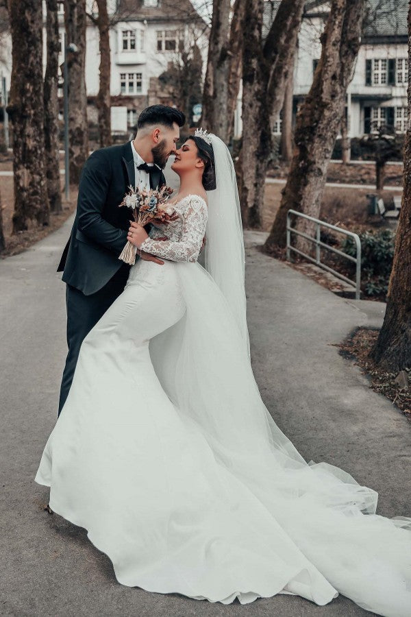 Designer Lace Mermaid wedding dresses with sleeves