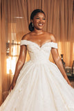 Designer Princess Off-the-shoulder A-line Wedding Dresses With Lace