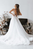Designer V-neck Boho A-Line Backless Wedding Dresses With Lace