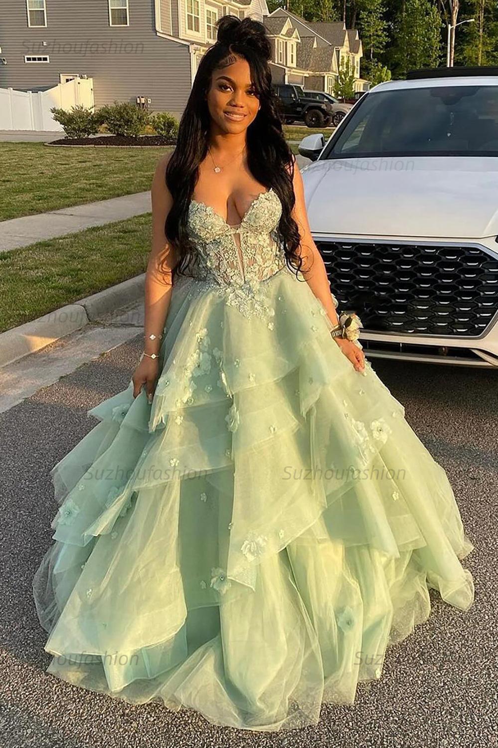Suzhoufashion Women Sage Prom Dress Floral Tiered Ruffles A-Line Sweetheart Corset Long Formal Dress suzhoufashion Suzhoufashion Women Sage Prom Dress Floral Tiered Ruffles A-Line Sweetheart Corset Long Formal Dress suzhoufashion
