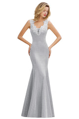 Dusty Pink Shinning Long Prom Dress Mermaid With Appliques