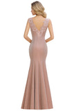Dusty Pink Shinning Long Prom Dress Mermaid With Appliques