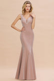 Dusty Pink Shinning Long Prom Dress Mermaid With Appliques