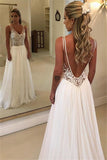 Elegant A-Line Backless Lace Appliques Bridal Gown | Chiffon Sleeveless Slim Wedding Dress