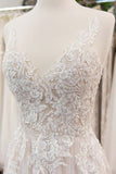 Elegant Appliques A-line V-neck Wedding Dress | Straps Sleeveless Tulle Bridal Gowns