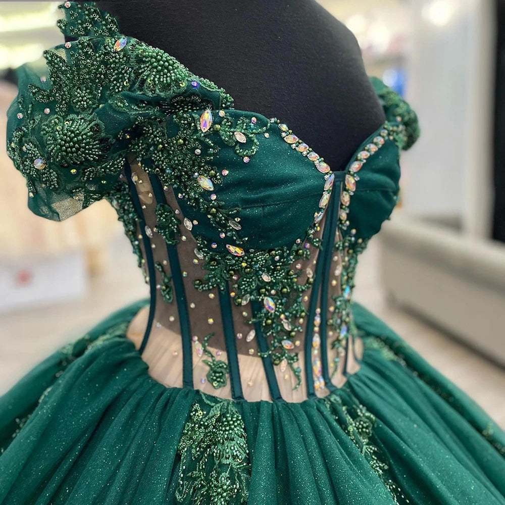 green emerald velvet dress Vizcaya by Morilee Crystal Quince Dress 89442 main image 0