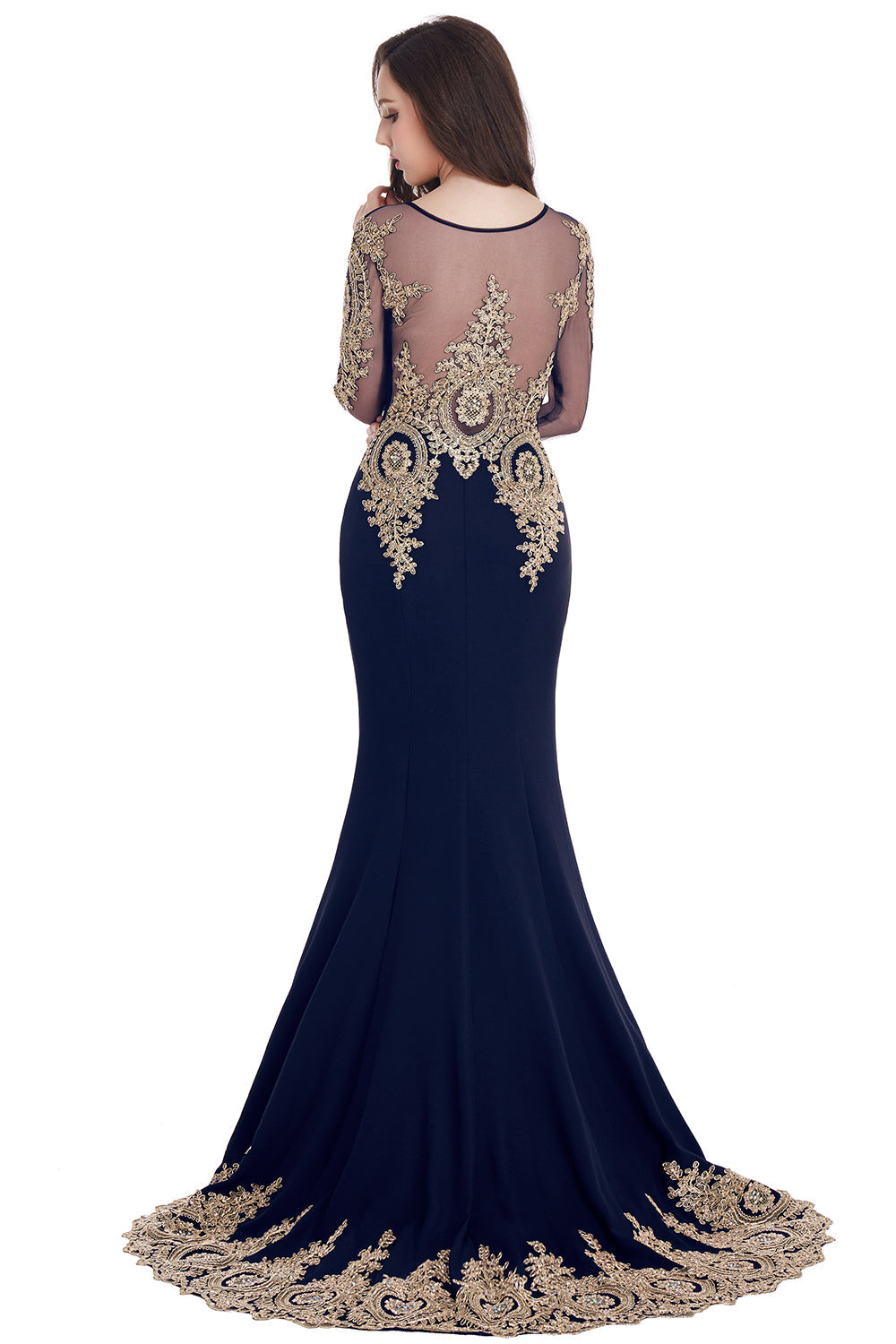 Elegant Black Long Sleeves Bridesmaid Dresses | Sexy Mermaid Appliques Long Evening Dresses