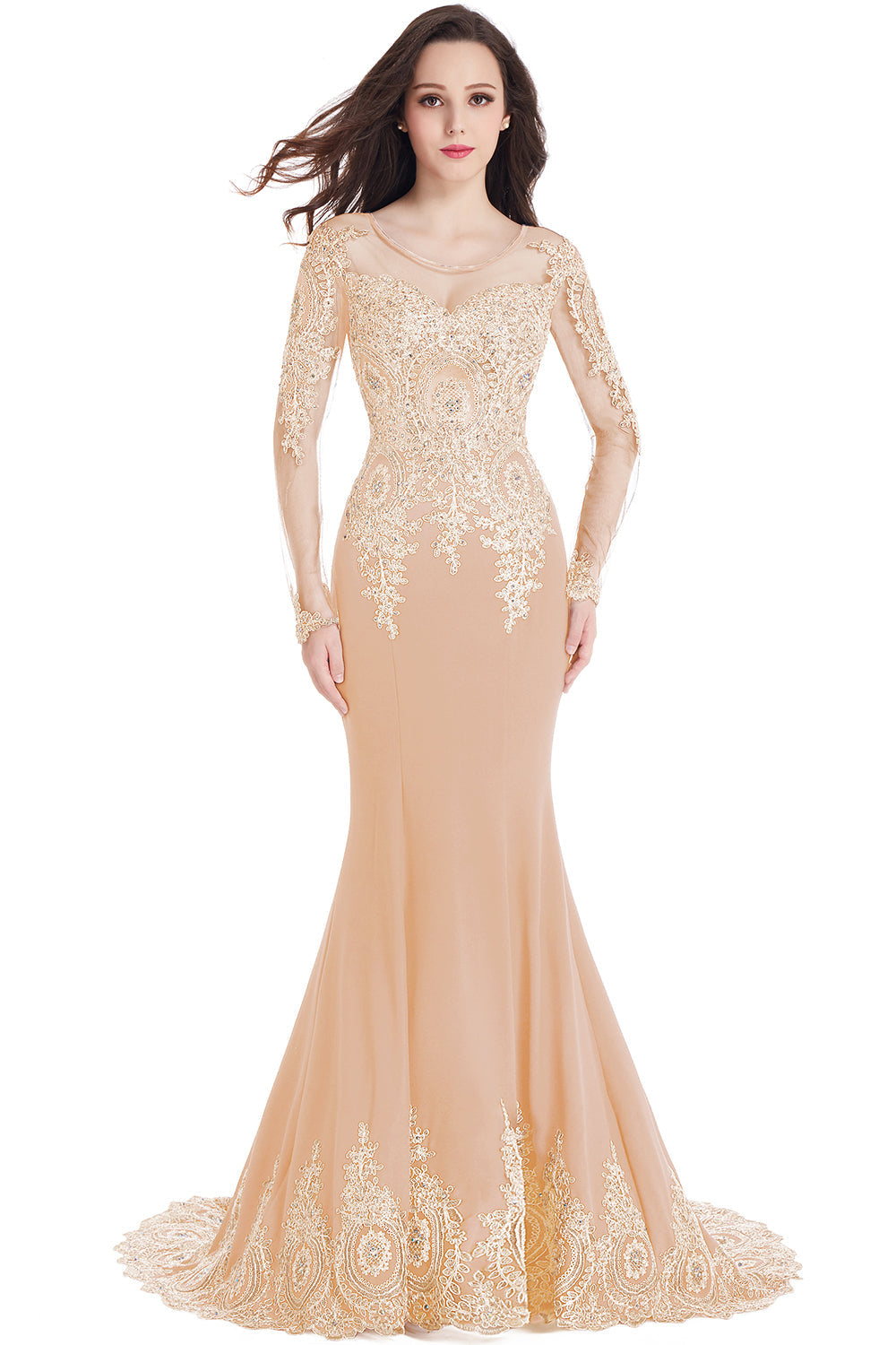 Elegant Black Long Sleeves Bridesmaid Dresses | Sexy Mermaid Appliques Long Evening Dresses