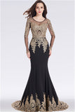 Elegant Black Long Sleeves Bridesmaid Dresses | Sexy Mermaid Appliques Long Evening Dresses
