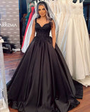 Elegant Black Sweetheart Ball Gown Floor-Length Bridal Dresses