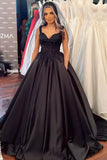 Elegant Black Sweetheart Ball Gown Floor-Length Bridal Dresses