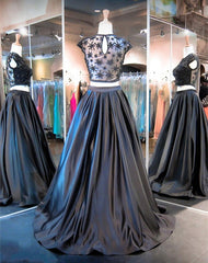 Elegant Cap Sleeve Two Piece Prom Dress New Arrival Sweep Train Evening Gowns