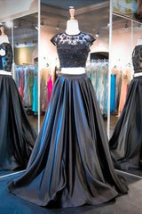 Elegant Cap Sleeve Two Piece Prom Dress New Arrival Sweep Train Evening Gowns