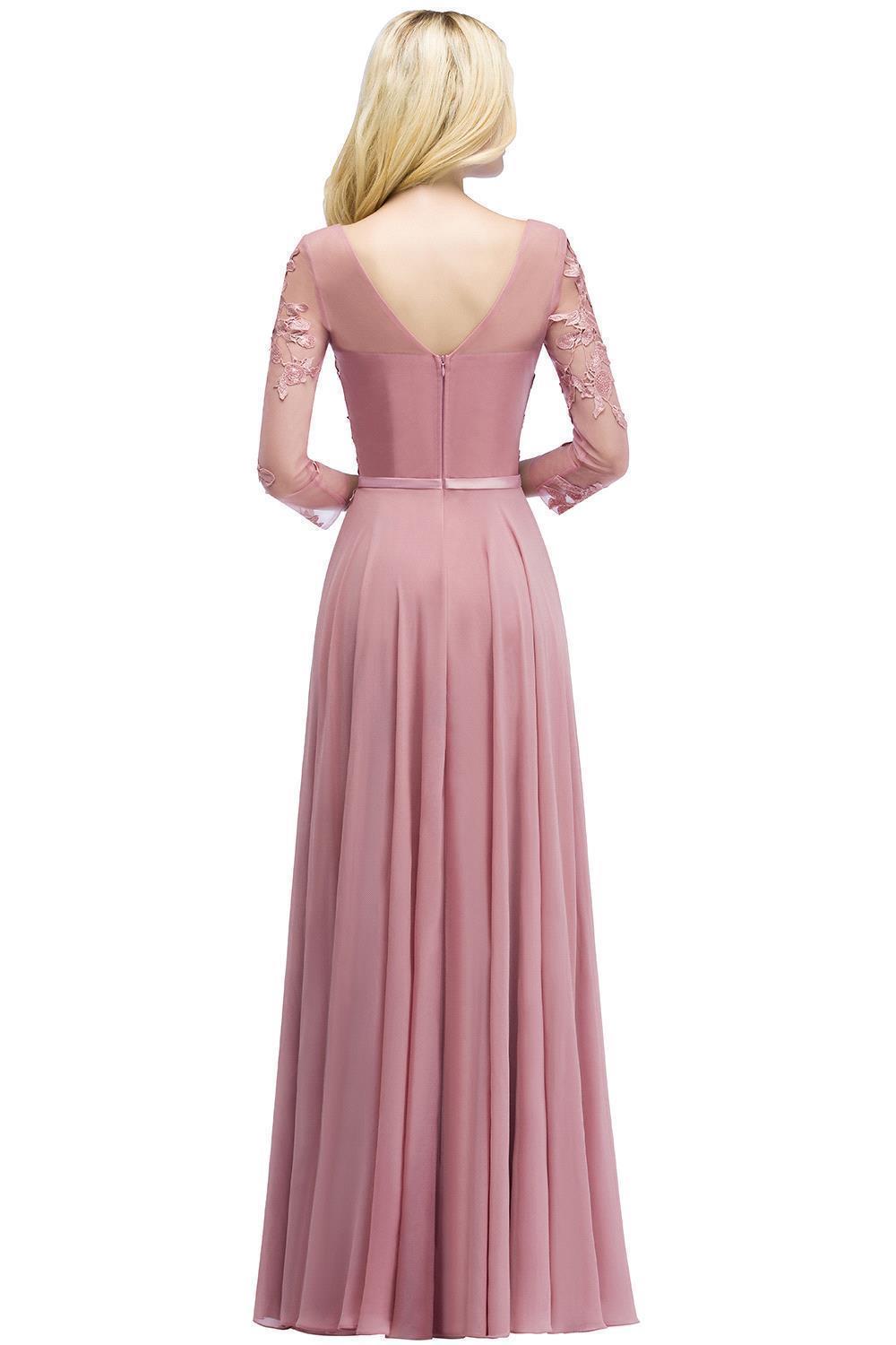 Elegant Chiffon Lace Dusty Rose Evening Dress in Stock