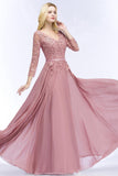 Elegant Chiffon Lace Dusty Rose Evening Dress in Stock