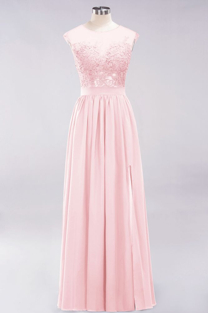 Elegant Chiffon Lace Sleeveless Long Bridesmaid Dresses with Appliques