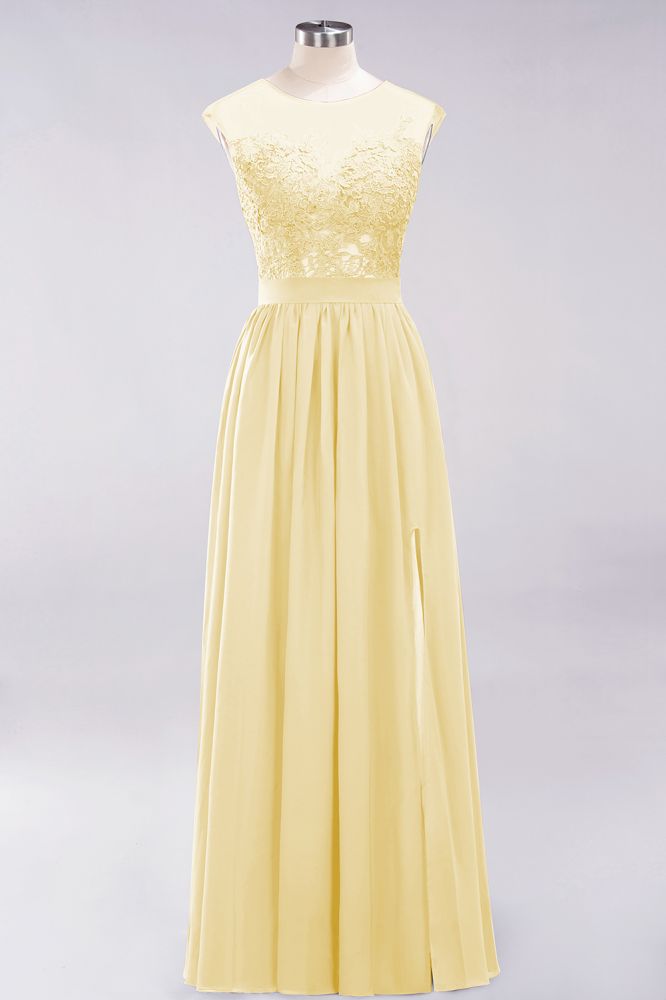 Elegant Chiffon Lace Sleeveless Long Bridesmaid Dresses with Appliques