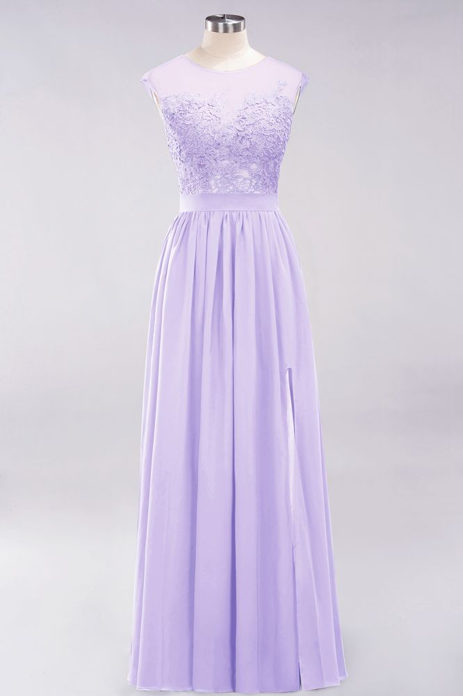 Elegant Chiffon Lace Sleeveless Long Bridesmaid Dresses with Appliques
