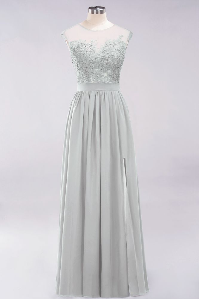 Elegant Chiffon Lace Sleeveless Long Bridesmaid Dresses with Appliques
