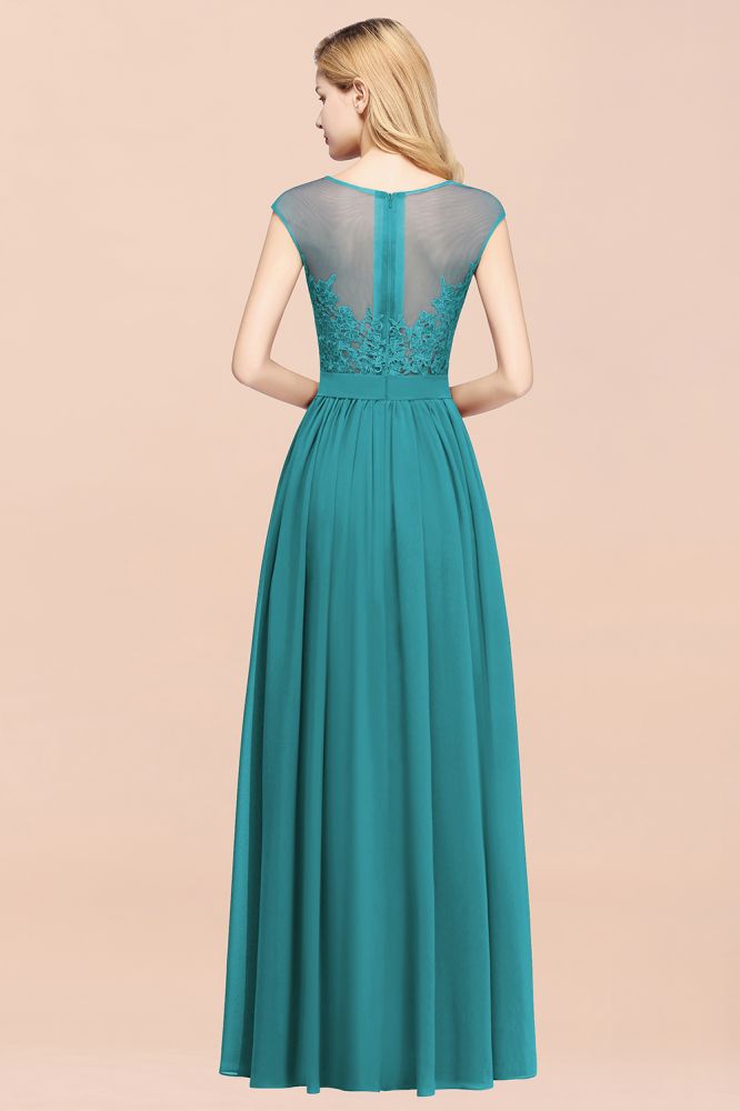 Elegant Chiffon Lace Sleeveless Long Bridesmaid Dresses with Appliques
