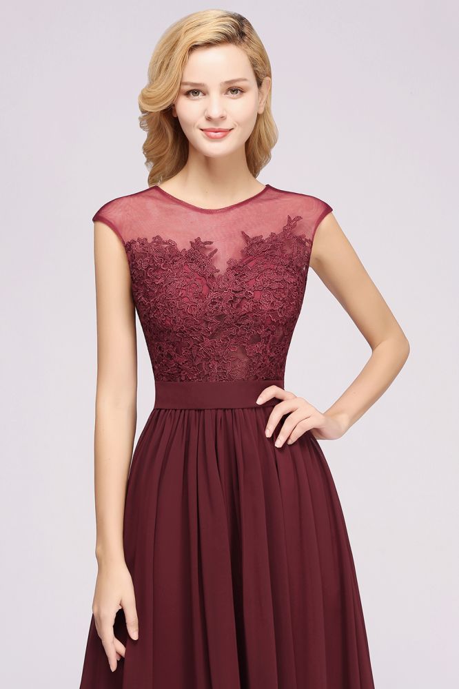 Elegant Chiffon Lace Sleeveless Long Bridesmaid Dresses with Appliques