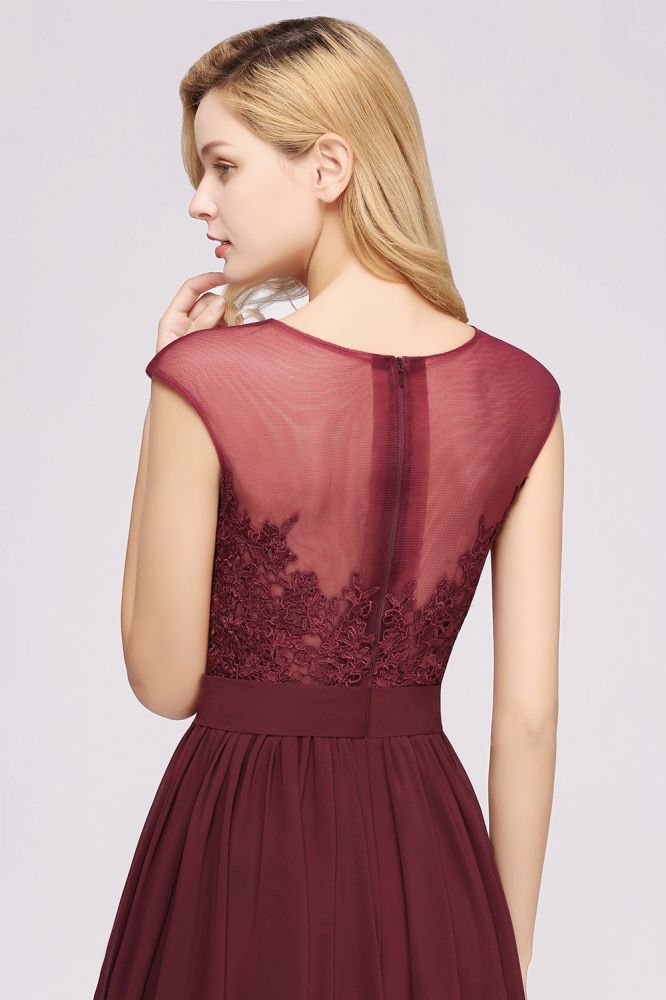 Elegant Chiffon Lace Sleeveless Long Bridesmaid Dresses with Appliques