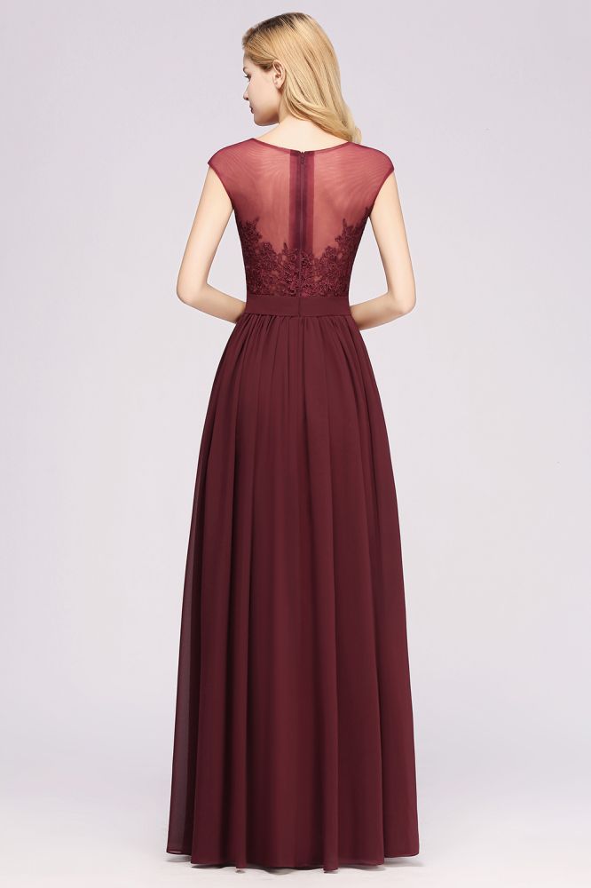 Elegant Chiffon Lace Sleeveless Long Bridesmaid Dresses with Appliques