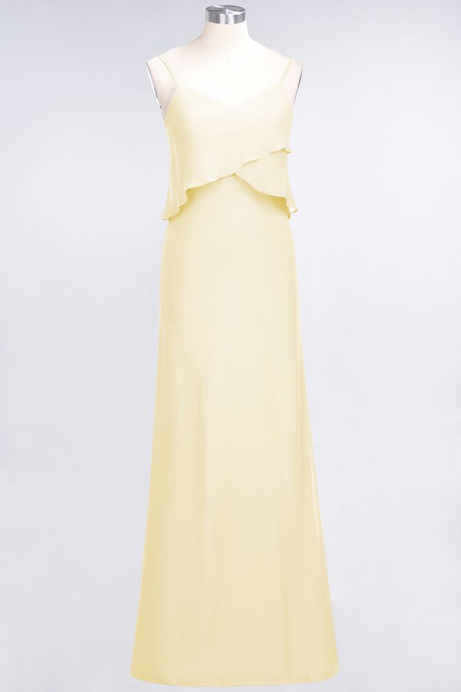 Elegant Chiffon Spaghetti V-Neck Bridesmaid Dress Sleeveless Maid of Honor Dress